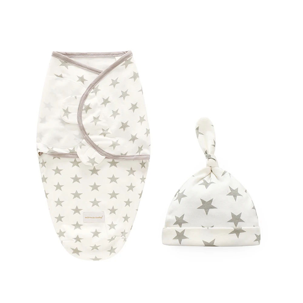 CYSINCOS/комплект из 2 предметов, пеленка для новорожденных+ шапочка, хлопковое детское одеяло, постельные принадлежности, милый спальный мешок для младенцев 0-6 месяцев