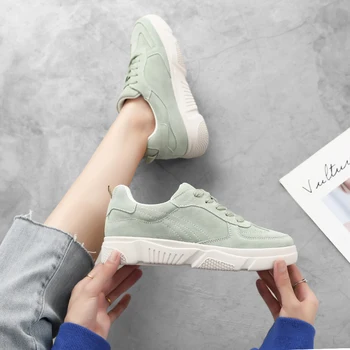Sport Donne di Conforto Scarpe Bianco Lace-Up Casual Appartamenti Della Piattaforma Slip-on Scarpe 2020 di Modo di Estate scarpe Da Tennis Delle Donne scarpe 932474