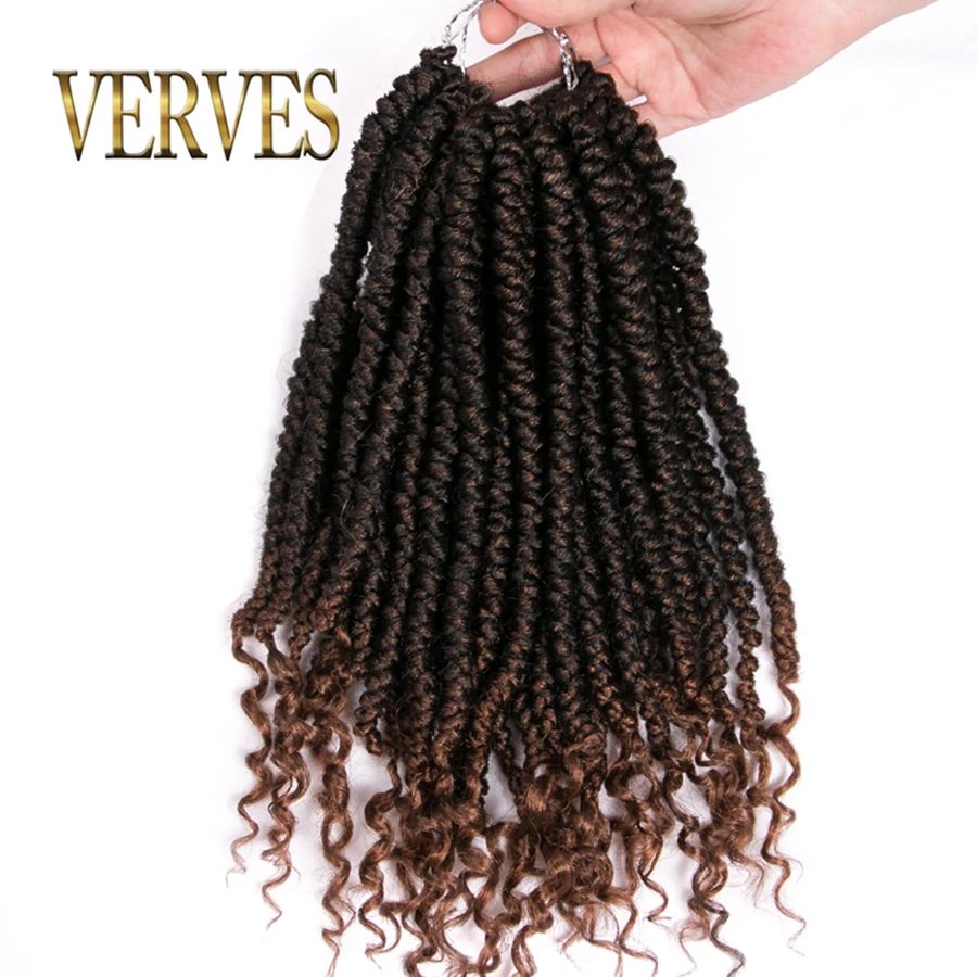 

VERVES Curly Braiding Ombre Faux 14 inch 12 roots/pack Crochet Braids Dread Locs hair Extensions Twist Black Bug Braiding hair