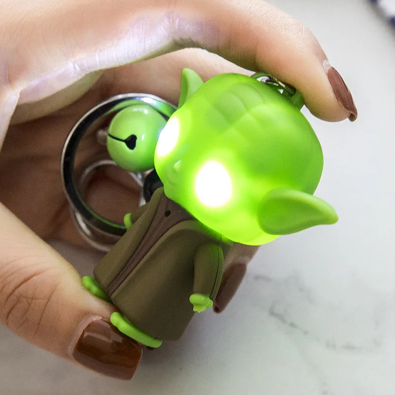 

Star Wars Alien Yoda Eyes LED Glowing Sound 3D Plastic Decoration Toy Keychain Holiday Birthday Party Memorial Pendant