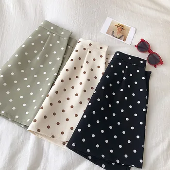 

HELIAR Women Polka Dot Mini Skirts Spring A-line Mini Wide Leg Casual Skirts 2020 Spring Sexy Bodycon Women Preppy Skirts
