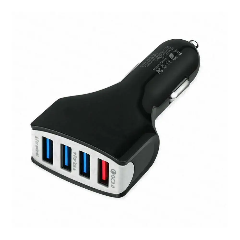 black 4 USB быстрое зарядное устройство 4.2A автомобильное зарядное устройство адаптер 7A QC3.0 турбо Быстрая зарядка 4 USB Автомобильное зарядное устройство для мобильного телефона для iPhone Xiaomi - Название цвета: black