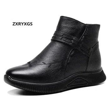 

Light Comfort Warm Winter Boots Mom Shoes Non-slip Flat Boots Embroidered Genuine Leather Boots Snow Shoes Fashion Casual Boots