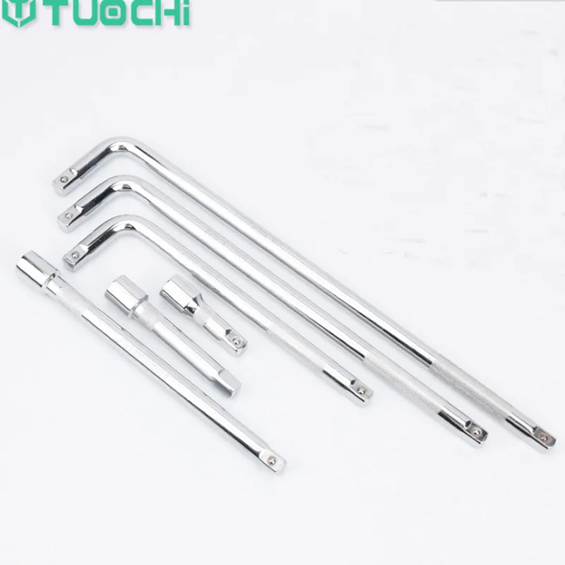 Clé à cliquet à douille CRV, 1/4 "3/8" 1/2 ", barre dextension, tige coudée type L, barre dadaptateur longue pour la réparation automobile, outils à main