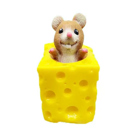 Squeeze Mouse Cheese Block Fidget Toys Pinch Toy Adorable  Easy To Clean