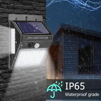 

100 LED Three-sided Solar Energy Lights Light Control Human Sensing Waterproof Motion Sensor Wall Lamps Outdoor Courtyard