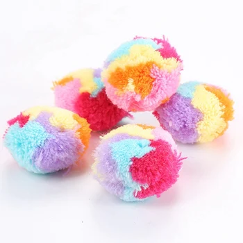 

Interactive Cat Toys 5 Pieces Set Plush Ball Toy With Tube Organizer Colorful Soft Woolen Yarn Rolling Ball Toy