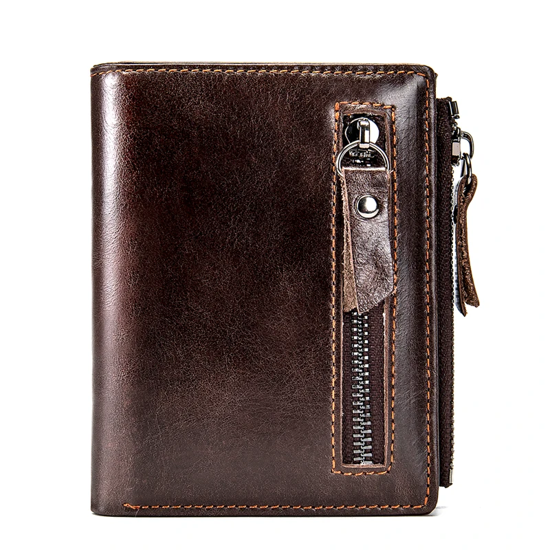 

Classic Short Men Wallet Genuine Leather Male Wallets Small Zipper Clutch Bag for Men Cow Leather Purse Card Holder Money Bags