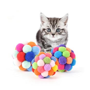

S/M/L Pet Cat Toy Colorful Handmade Bouncy Ball Interactive Toy Cat Plush Cat Toy Set Cat Toys Interactive Mimi Pet Supplies