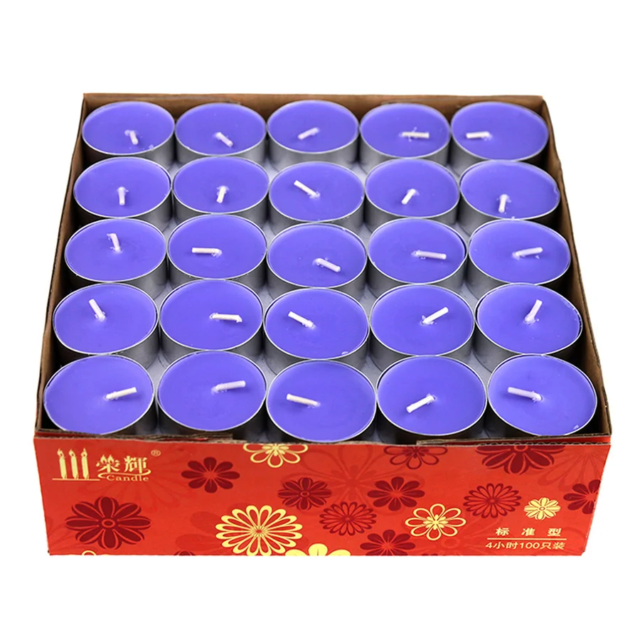 

A Box of General Candles Smokeless Tea Light Wedding Decoration Candles Meche Bougie Holiday Candle Colorful Paraffin Wax HH50LZ