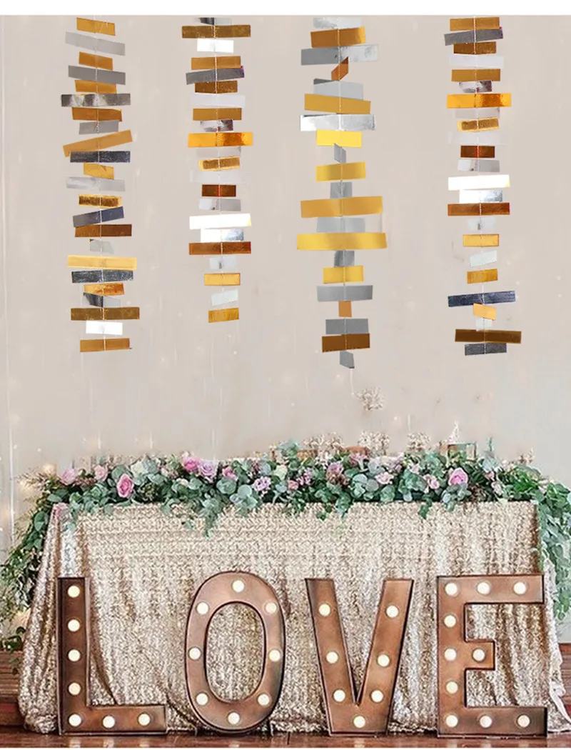 Красочные полосы баннер бумага Гирлянда Веревка Цепь Бантинг для DIY свадьбы День