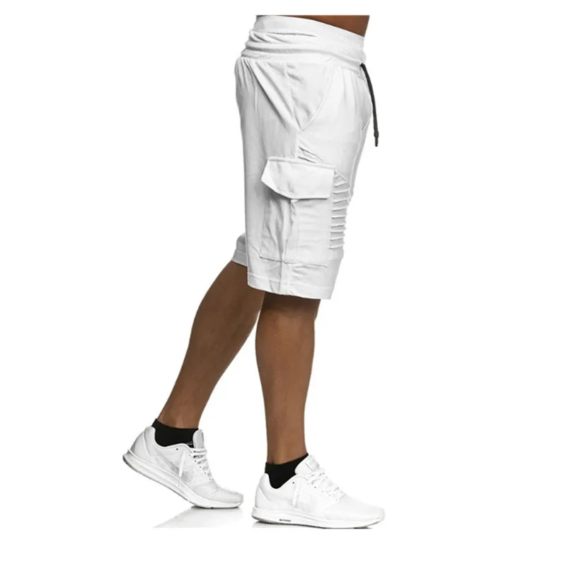 HoT Summer Jogger Sporting Thin Men Black Bodybuilding Short Pants Male Cotton Casual Black and White Hip-hop Shorts