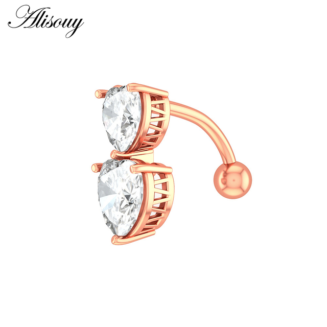 1pc Flower Heart Dangled Belly Navel Piercing Button Ring 14G Stainless Steel CZ Crystal Opal Ombligo Woman Body Jewelry