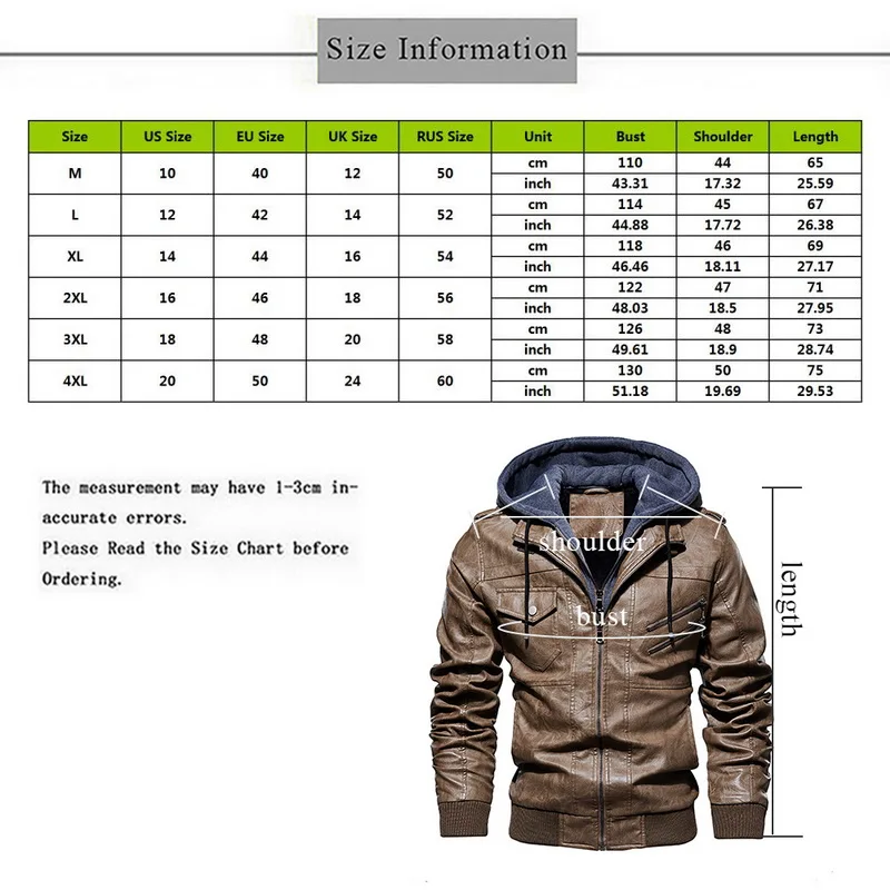 Модная мотоциклетная кожаная мужская куртка со съемным капюшоном, осенне-зимние кожаные куртки из искусственной кожи, мужское теплое пальто, мужская верхняя одежда, размер S-4XL