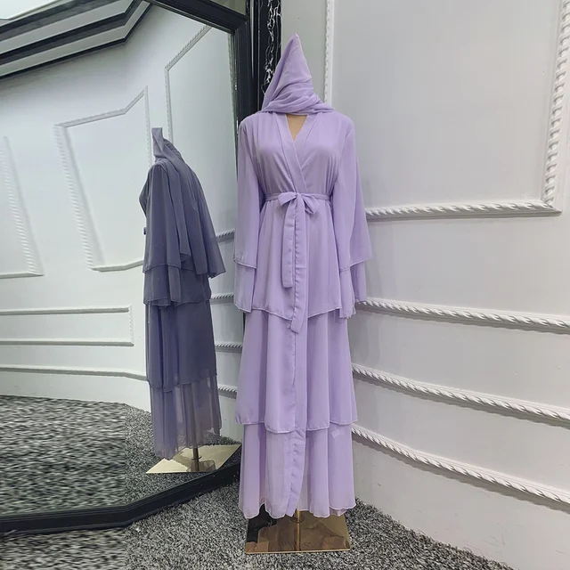 Robe longue en mousseline de soie pour femmes musulmanes, Abaya ouverte, Dubaï, Turquie, Islam, Arabe, Robe musulmane, Caftan marocain