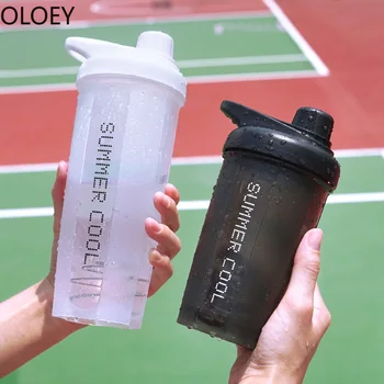 

Outdoor Sport Water Bottle Fitness Portable Shake Cup Plastic Student Korean Simple Water Bottle Shaker Cute Tea Cup with Straw