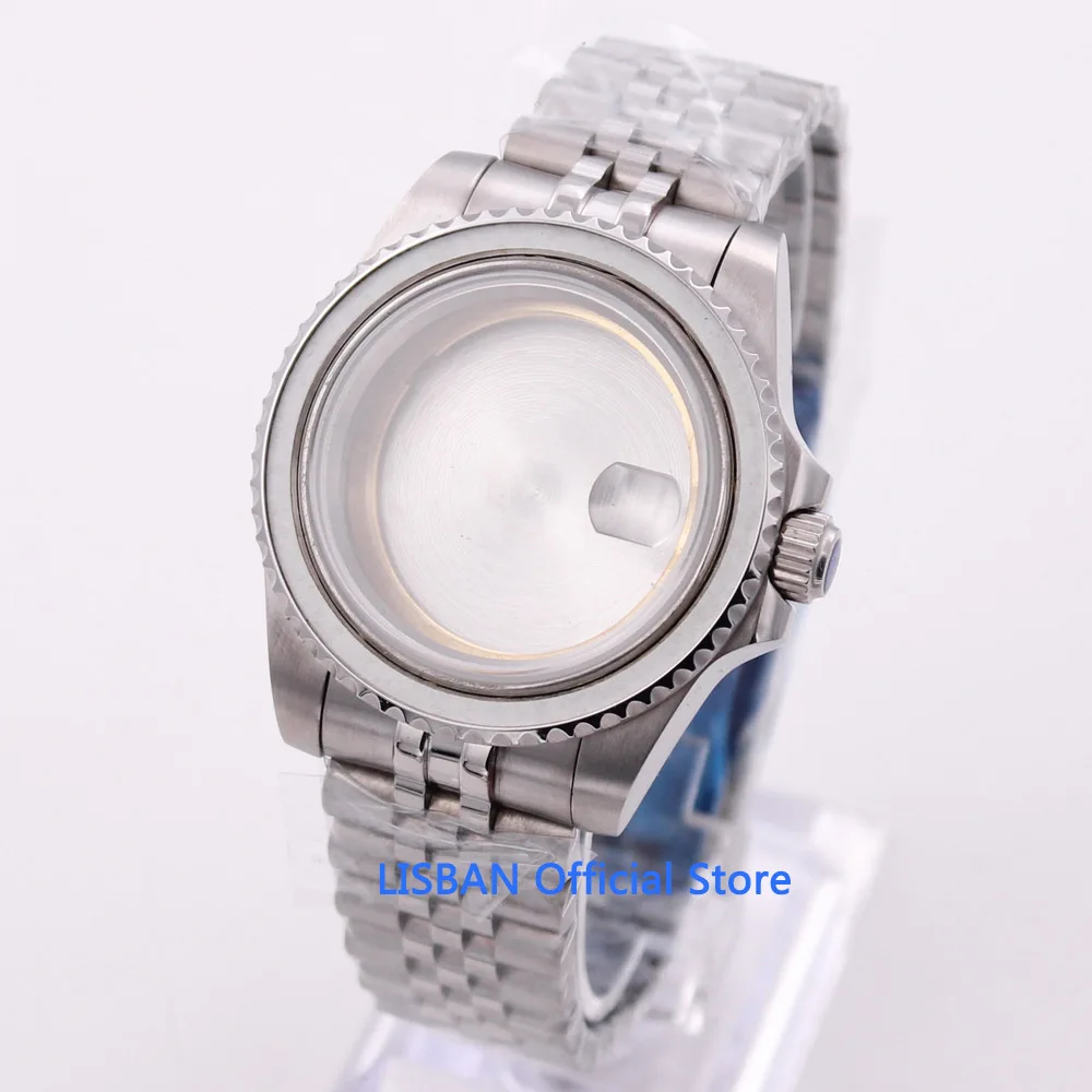 

Lisban 40mm Sterile Solid 316L Stainless Steel Case With Stainless Band Watch Case Fit For ETA 2836 Movement