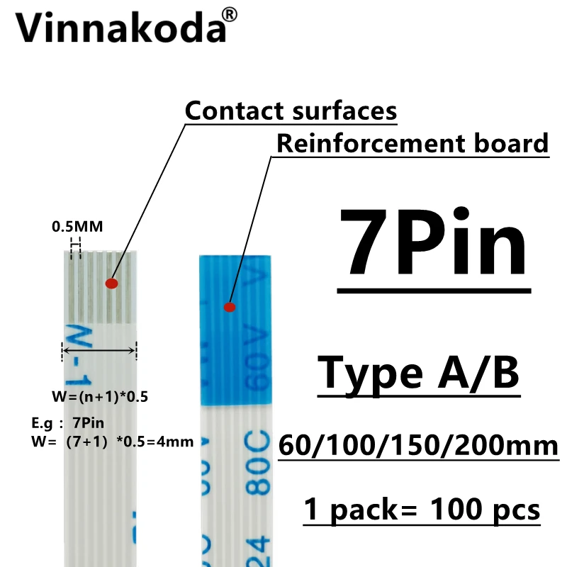 

10PCS/100PCS AWM 20624 80C 60V VW-1 FFC-0.5MM-7P TypeA/B 60/100/150/200MM