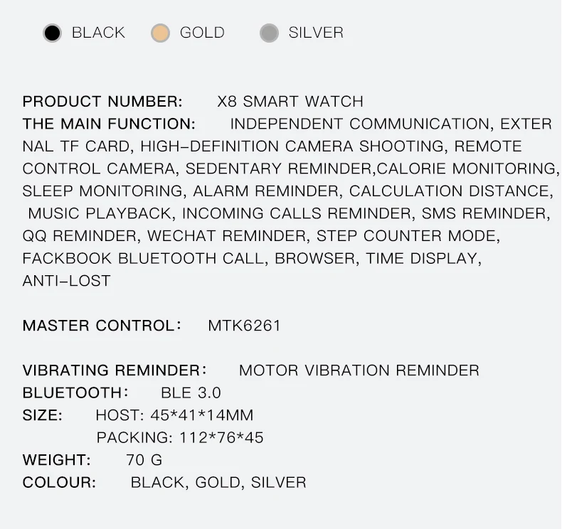 X8 Bluetooth Смарт часы сенсорный экран Bluetooth X7 смарт часы с камерой TF карта поддержка SIM WhatsApp телефонный звонок вибрация