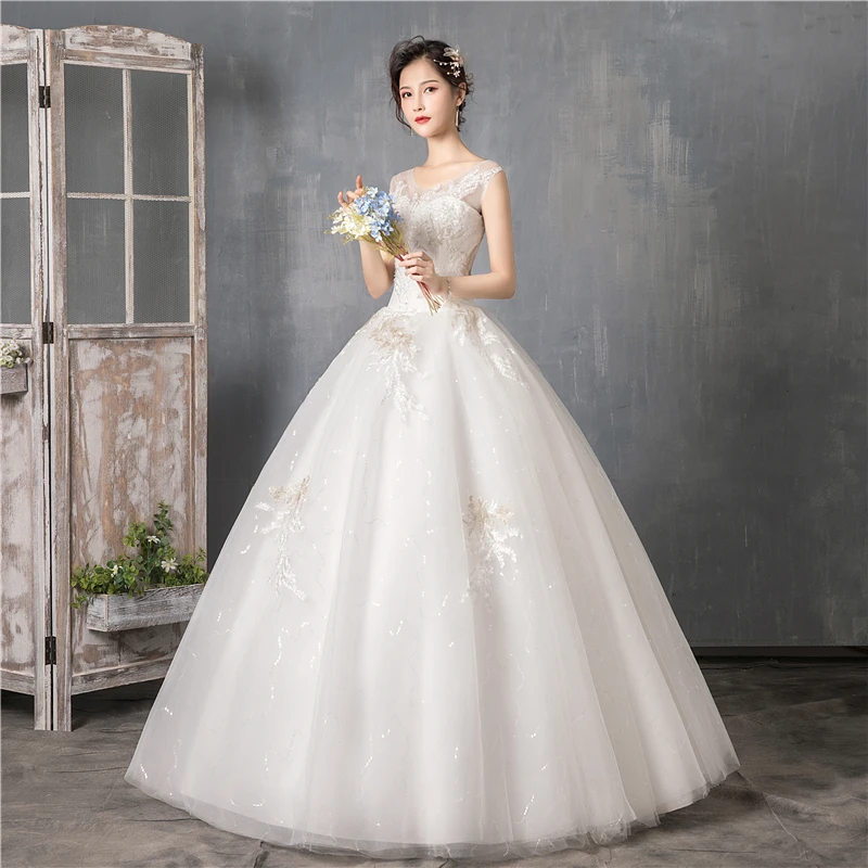 Coreano com Decote em v Tanque de Renda Vestido de Baile Vestido de Casamento Estilos de Novas Hpyfnsh Barato Estilo Apliques Nova Moda Simples 2021 2 Hpyfnsh barato estilo coreano com decote em