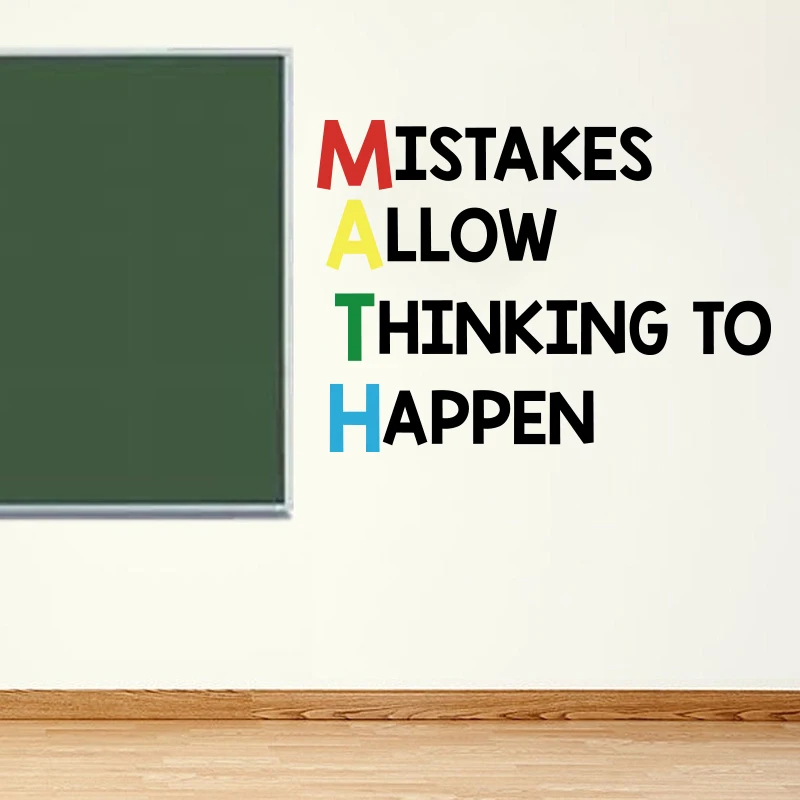 Math Inspirational Quote Lettering Wall Sticker Classroom Study Room Mistake Allow Think Happen Quote Wall Decal Kids Room Vinyl (2)