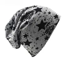 Осенние и зимние женские шапки со звездами, женские тонкие шапочки с черепами, мужские шапки унисекс