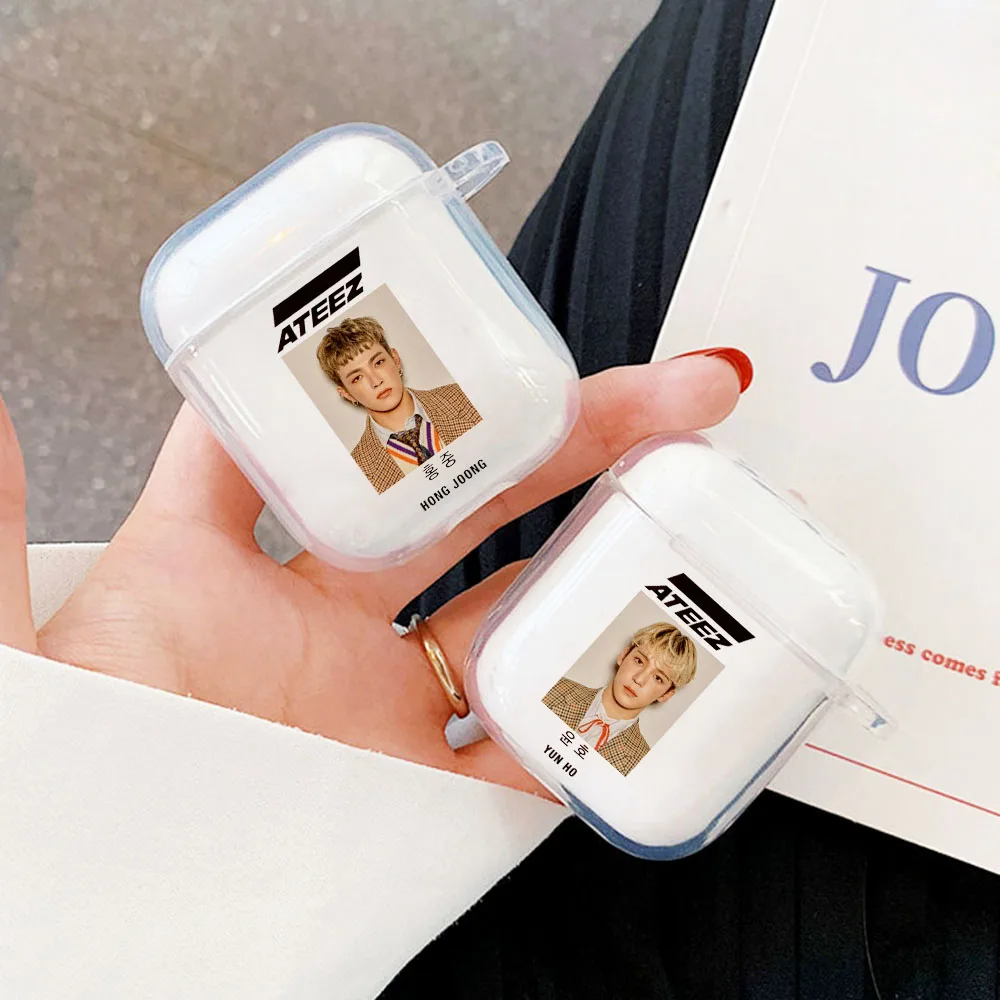 cute ATEEZ HongJoong SeongHWA Earphone Case for Aipods 1 2 Soft Cover Blutooth Airpods Rubber cartoon couple | Электроника