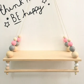 

Children's Room Wall Frame Double Wooden Bead Wall Shelf Shelf Organization Decoration Home Decoration