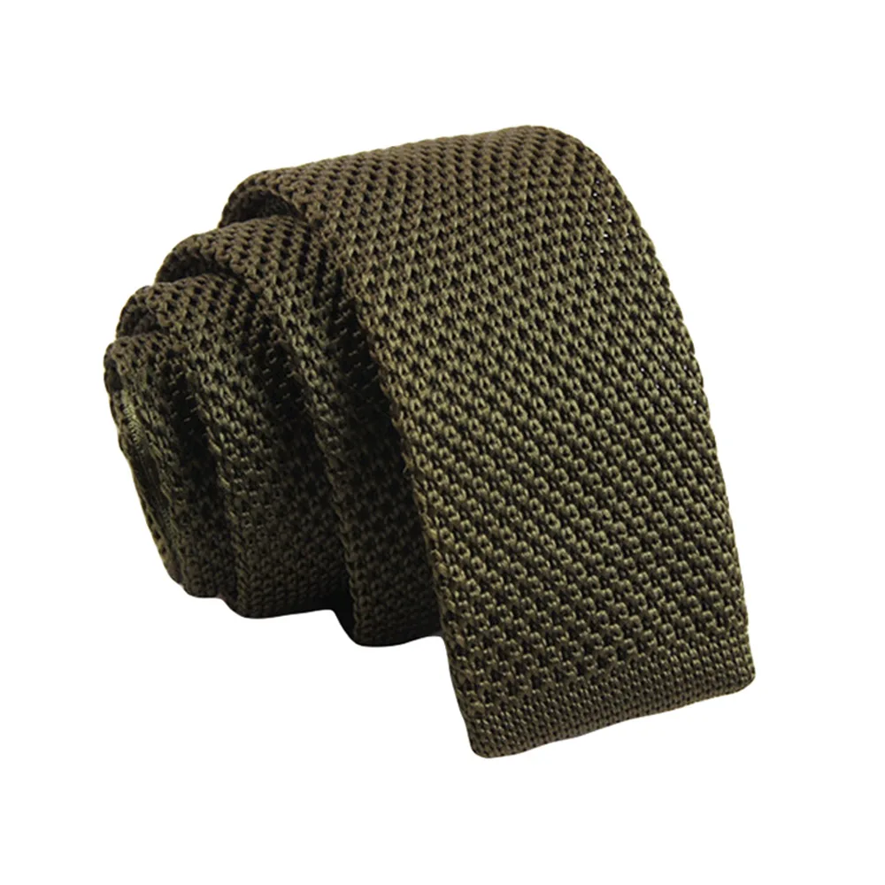 Army Green Мужской облегающий Вязаный Галстук 5 см, Одноцветный узкий галстук на плоской подошве - Цвет: Army Green