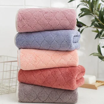 

1pc 35*75cm Pure Color Polyester Fiber Plain Plush Bath Towel Thick Soft Water Absorbent Quick-dry Towel Face Towel Luxury Gift