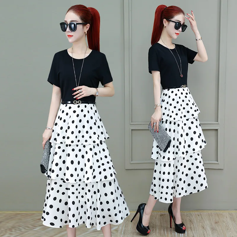 

Dress Women's Spring Summer Fashion Elegant Mid-length Large Size Dress Polka Dot Dress Women's 2019 New Style