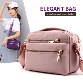 

Women Nylon Shoulder Bag Waterproof Multi-pocket Zipper Bag Luxury Handbags Diaper Women Crossbody Bags Bolsa Feminina Sac W700