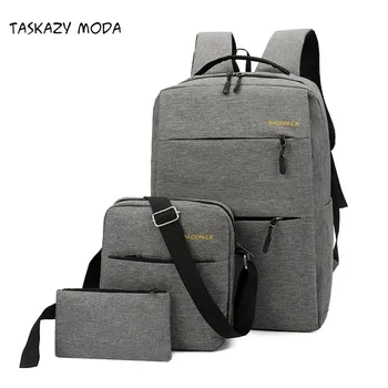 

3pcs/set Men's Backpack Bag Male USB Charging Laptop Backpack Women Computer Bags Schoolbag Men Shoulder Bag Sets Bags 3 Pieces