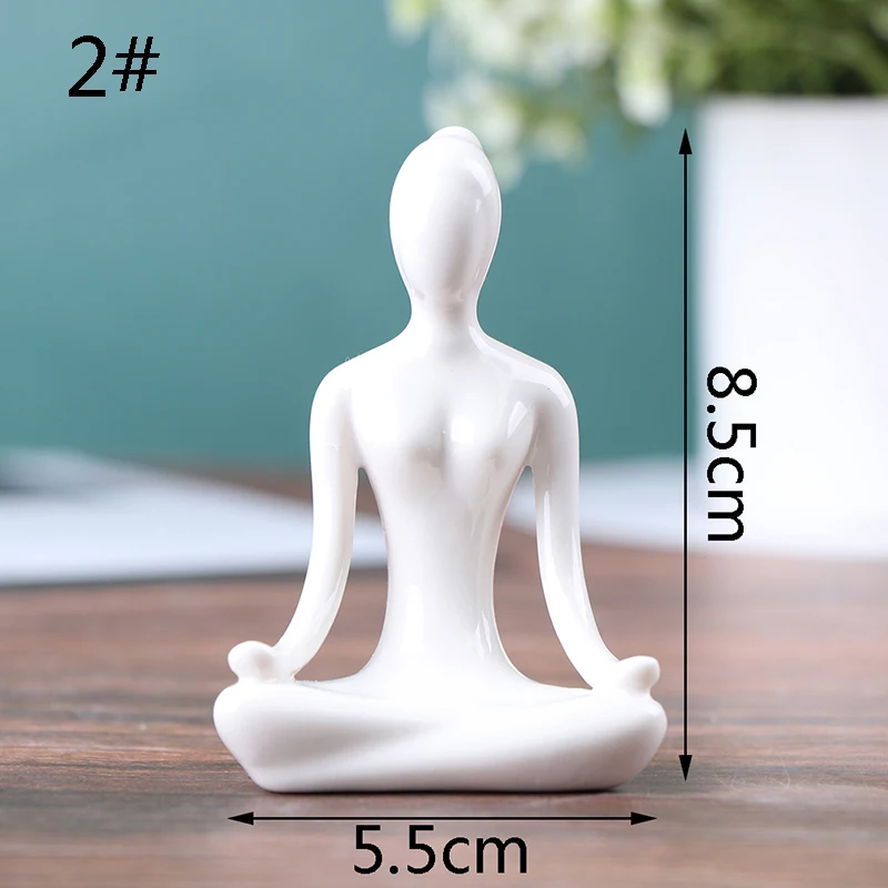 6 Styles Meditation Yoga Pose Statue Figurine Ceramic Yoga Figure Decor  Ornament