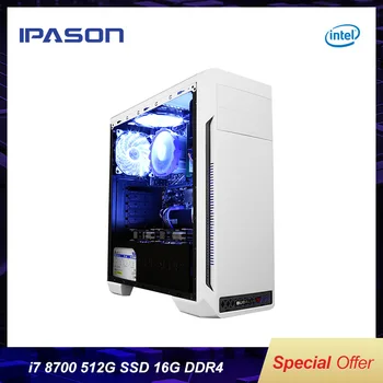 

IPASON Office Desktop Computer Intel i7 8700 HDG 630 For design PC 512G SSD DDR4 16G RAM Efficient office equipment