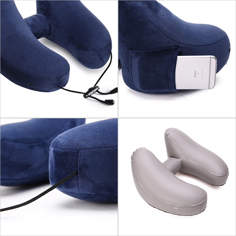 6 цветов H форма надувная подушка для путешествий Складная легкая подушка для шеи с ворсом автомобильное сиденье офисная Подушка для сна