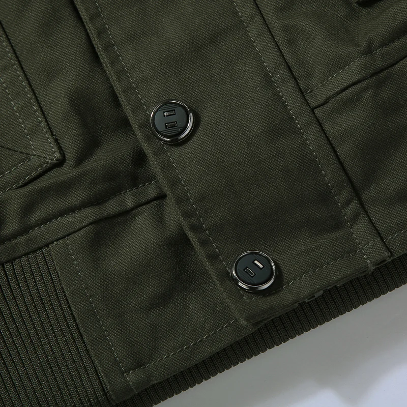 Новинка, мужская куртка в стиле милитари, зеленый, хаки, черный, 3 цвета, зимняя повседневная хлопковая однотонная Рабочая куртка на молнии, M-6XL