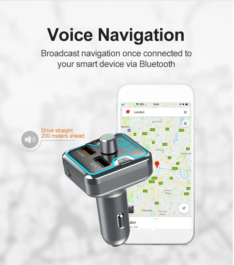 Автомобильный Bluetooth mp3 музыкальный плеер без потерь Bluetooth 5,0 Быстрая зарядка 3,0 автомобильный телефон без рук автозапчасти XC-75