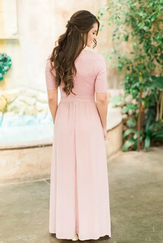 Előlép Poros csipkével Sifon stv Igénytelen vel Ketted ujjú Paraszti esküvői bridesmaids dresses Платья Bor színe Delaware soirée Delaware Igazság