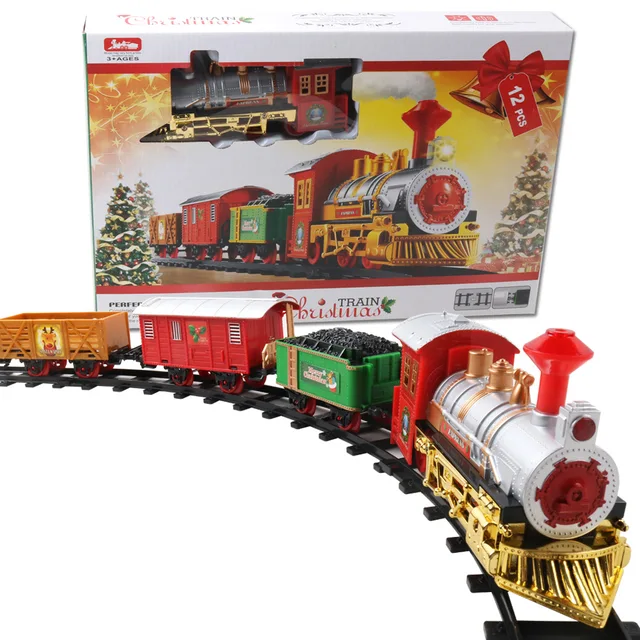 Christmas Electric Rail Car Train Music Rail Train Toy Railway Tracks Car Simulation Music Light Xmas New Year Gifts 1