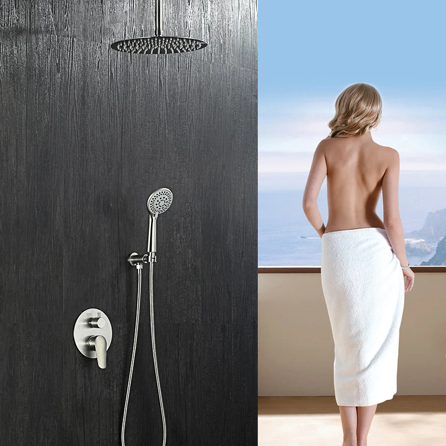 

304 Stainless Steel Concealed Wall-in Shower Head Set da ding pen Shower Embedded Box Mixing Valve LA1061