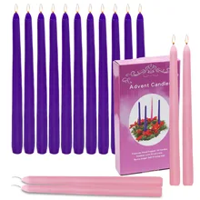 

16pcs/set romantic candles Purple pink colord long stick candles household unscent candles for home Valentine's Day decoration