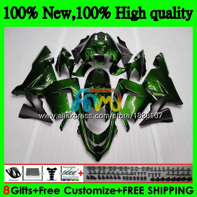 Корпус для KAWASAKI ZX 1000 CC ZX 10 сотрудников отдела исследований ZX-10R 04 05 15BS. 68 ZX1000CC 1000CC ZX 10R ZX10R 04 05 2004 2005 Темный комплект обтекателей зеленого цвета - Цвет: No. 1