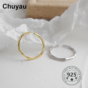 

Chuyau 925 Sterling Silver Gold Color Irregular Open Ring Ins Slim Simple Ring Adjustable Ring 925 Jewelry Gift Wholesale