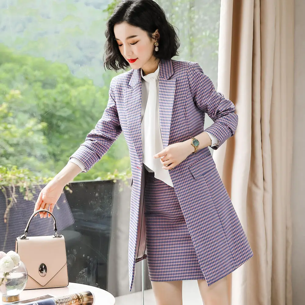 Dames Rok Past Vrouwen Mode Plaid Busness Suits Blazer En Jas Set 2 Stuk Werkkleding Femal Kantoor Uniform Ontwerp 80807 Dames Rok Past Vrouwen Mode Plaid Busness Suits Blazer En Jas Set 2 Stuk Werkkleding Femal Kantoor Uniform Ontwerp 80807