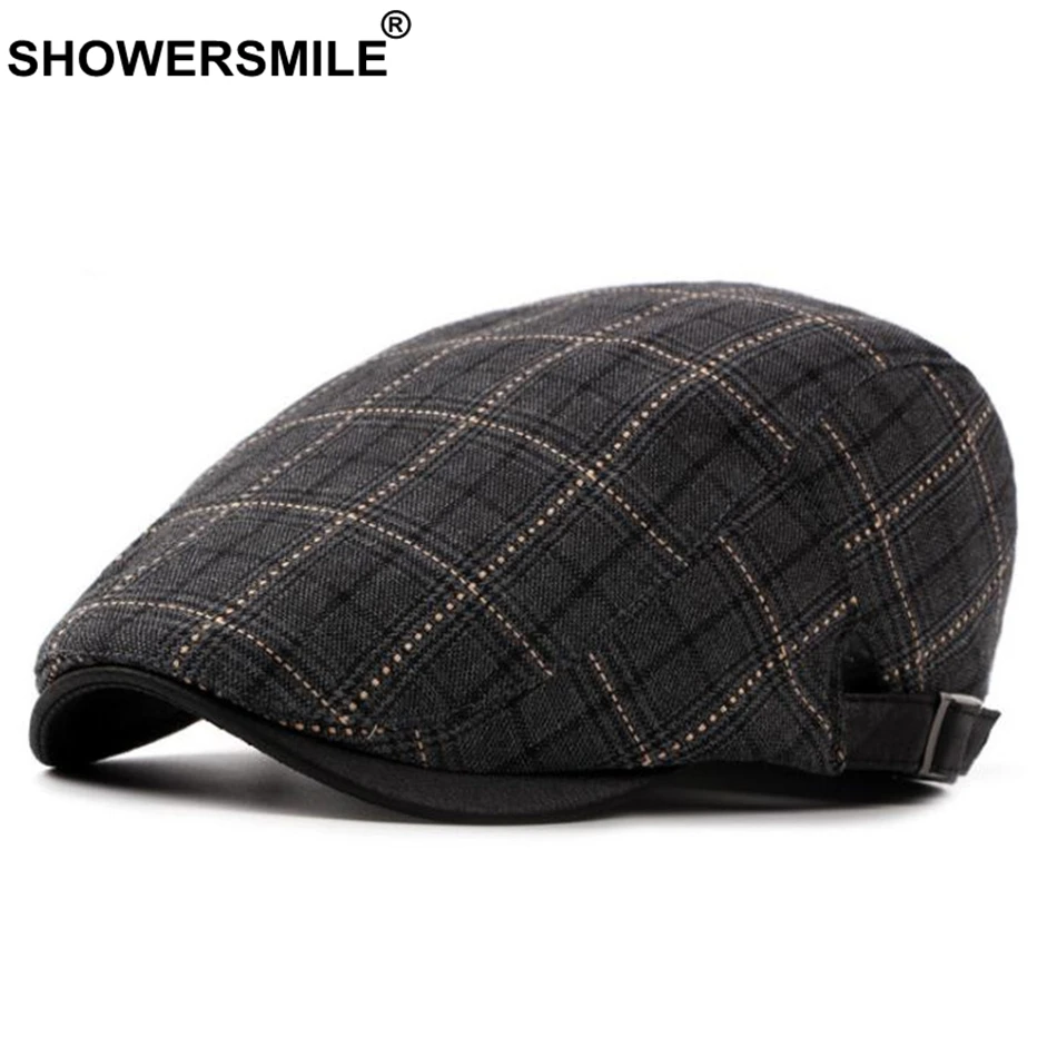 Shower Smile классические береты для мужчин клетчатая хлопковая Регулируемая плоская
