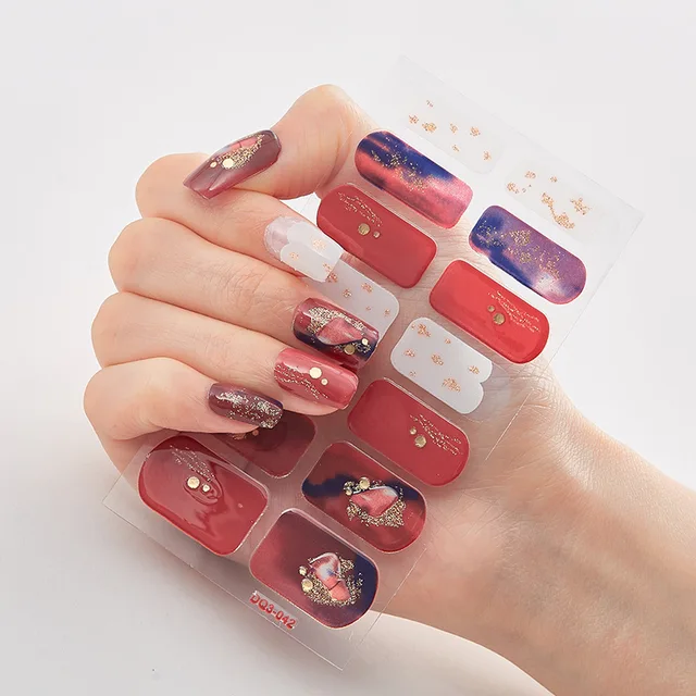 Four Sorts of Nail Stickers Fashion Nail Wraps Self Adhesive Manicure Decoracion Nail Strips Nail Sticker Set Nail Art DQ3-42