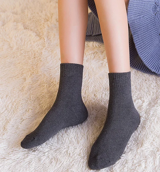 1 пара новых зимних плотных теплых шерстяных махровых полотенец, женские носки, винтажные рождественские однотонные носки, цветные носки, подарок, свободный размер, милые носки