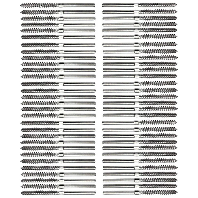 

30 Pairs Left&Right Hand Thread Lag Screws for 1/8 inch Cable Railing Stair DeCk Railing for Wood Post Lag Screw Swage System