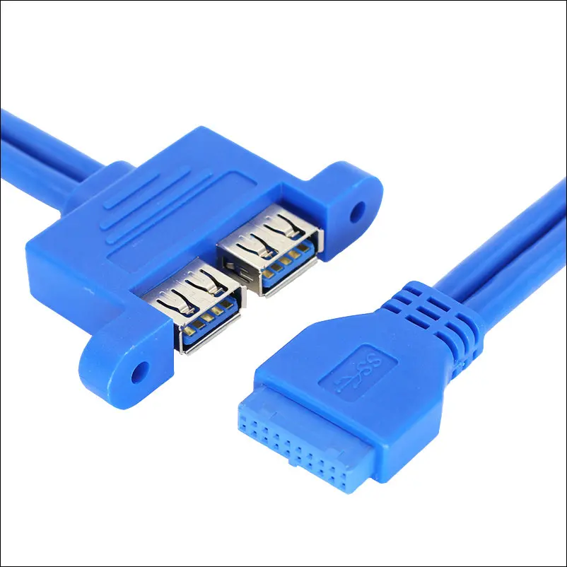 Большой Q Dual USB 3 0 обратно Панель скользящая Скоба до 20 контактный разъем кабель